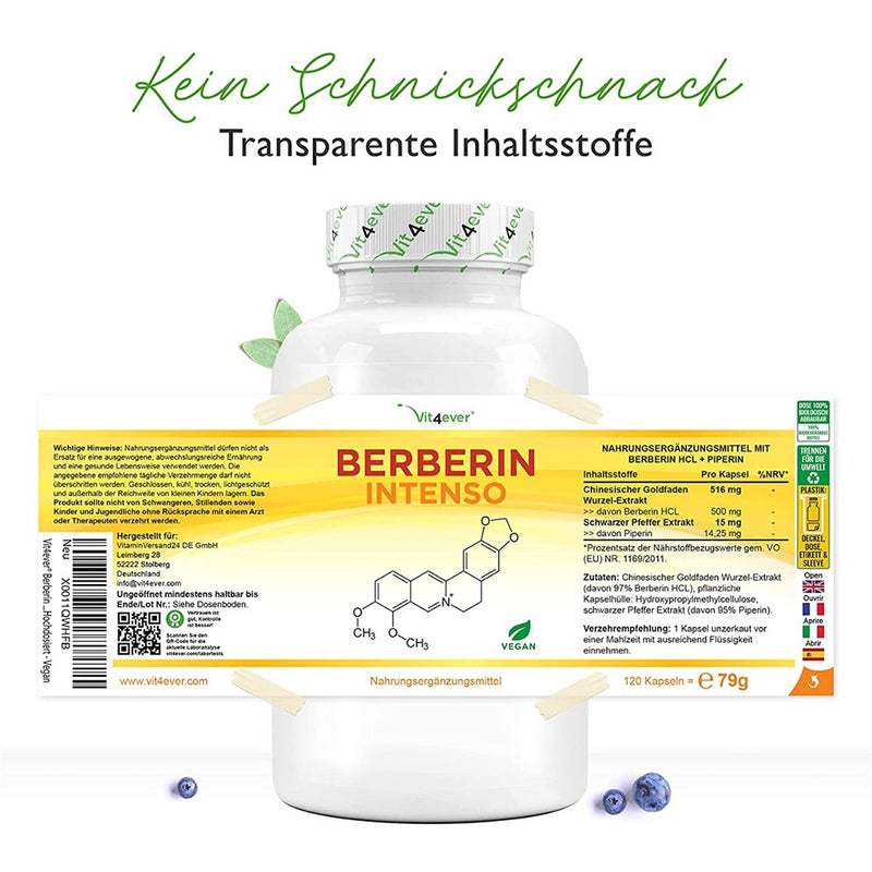 Load image into Gallery viewer, مستخلص البربرين 500 ملج 120 كبسول نباتي - Vit4ever BERBERINE Extract 500 mg 120 Vegan Caps - GermanVit - Saudi arabia
