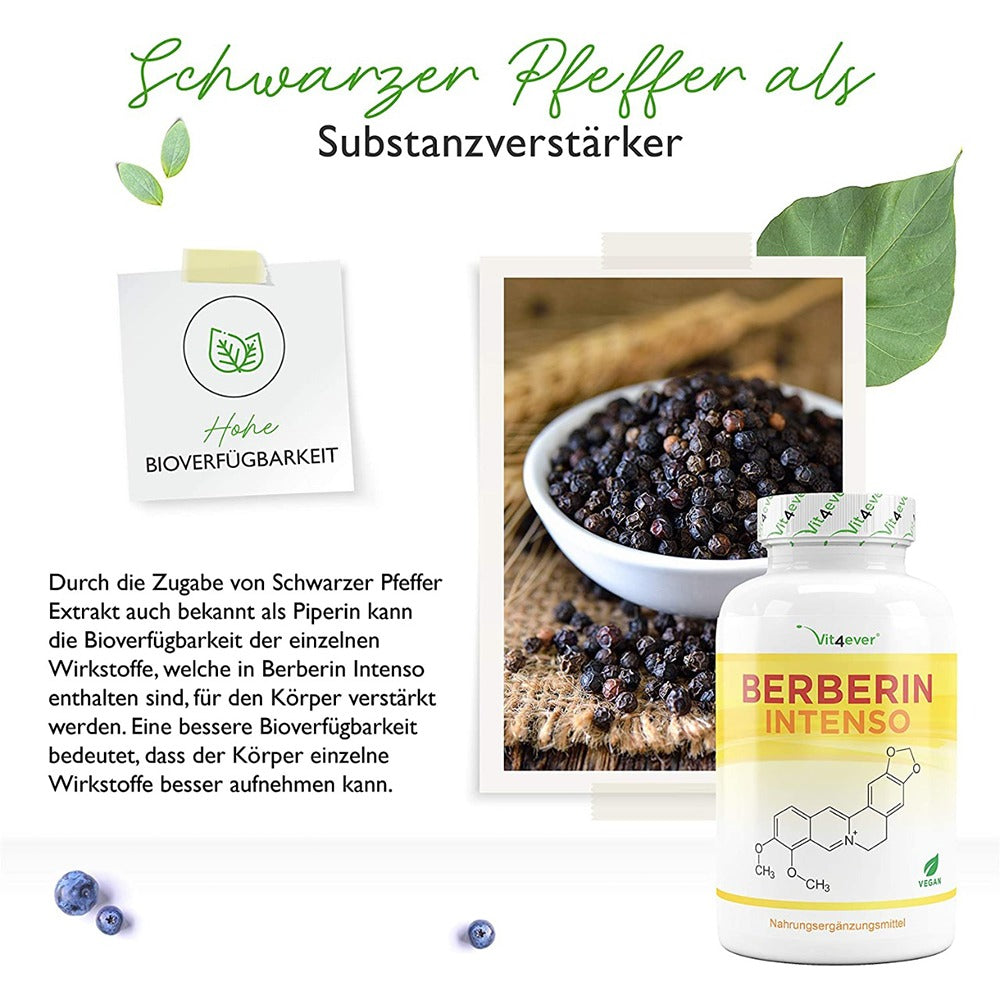 مستخلص البربرين 500 ملج 120 كبسول نباتي - Vit4ever BERBERINE Extract 500 mg 120 Vegan Caps - GermanVit - Saudi arabia