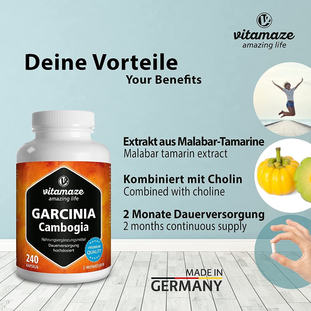جارسينيا كامبوجيا + كولين 240 كبسولة - Vitamaze GARCINIA Cambogia + Choline 240 Caps - GermanVit - Saudi arabia