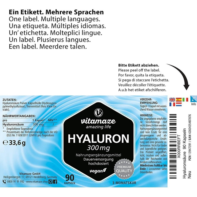Load image into Gallery viewer, هيالورونيك 300 ملج 90 كبسولة - Vitamaze HYALURON 300 mg 90 Caps - GermanVit - Saudi arabia
