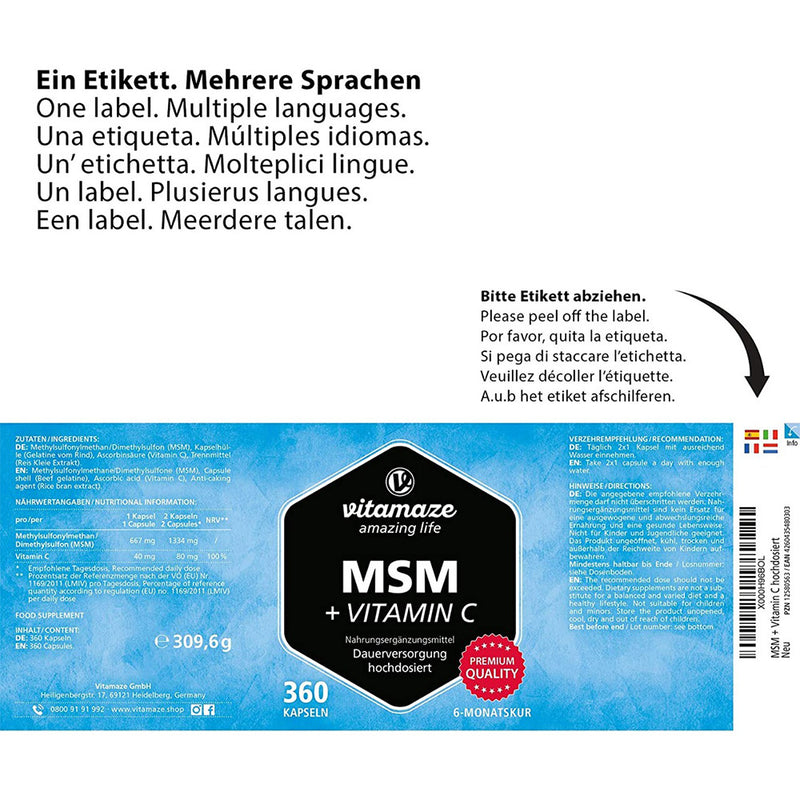 حميل الصورة في عارض المعرض ، ام اس ام أعلى تركيز مع فيتامين سي 360 كبسولة - Vitamaze MSM + Vitamin C 360 Caps - GermanVit - Saudi arabia
