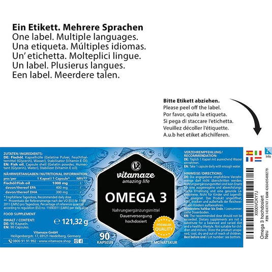 أوميجا-3 1000ملج 90 كبسولة - Vitamaze OMEGA-3 1000 mg 90 Caps - GermanVit - Saudi arabia