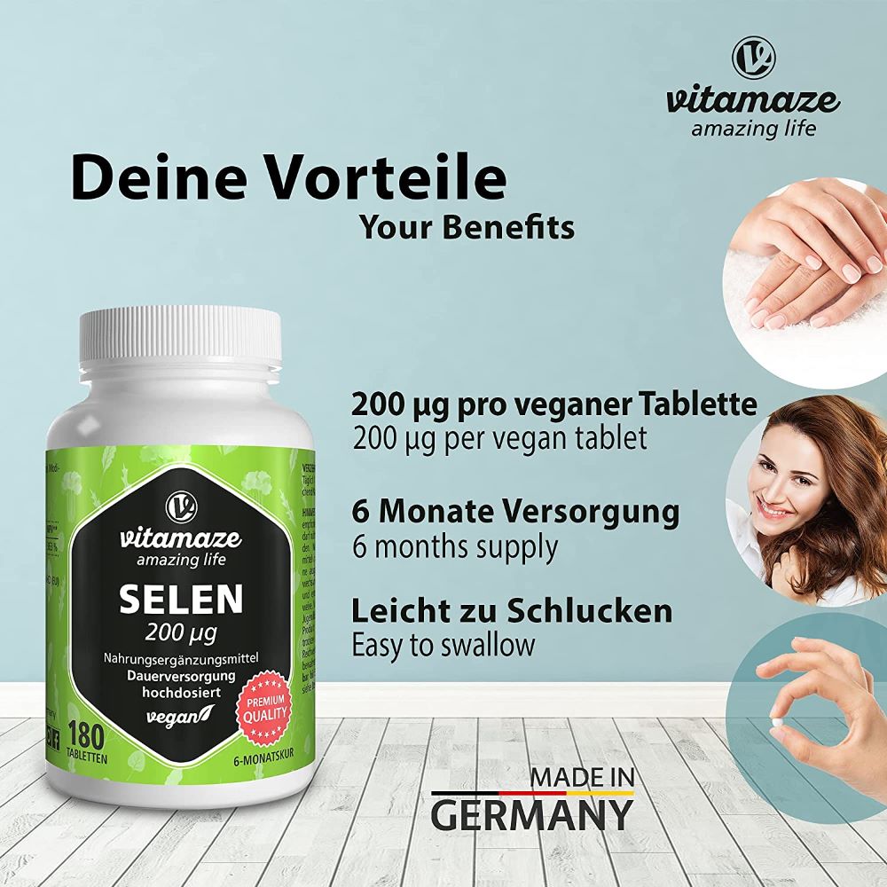 سيلينيوم 200 ميكج 180 قرص - Vitamaze SELENIUM 200 μg 180 Tabs - GermanVit - Saudi arabia