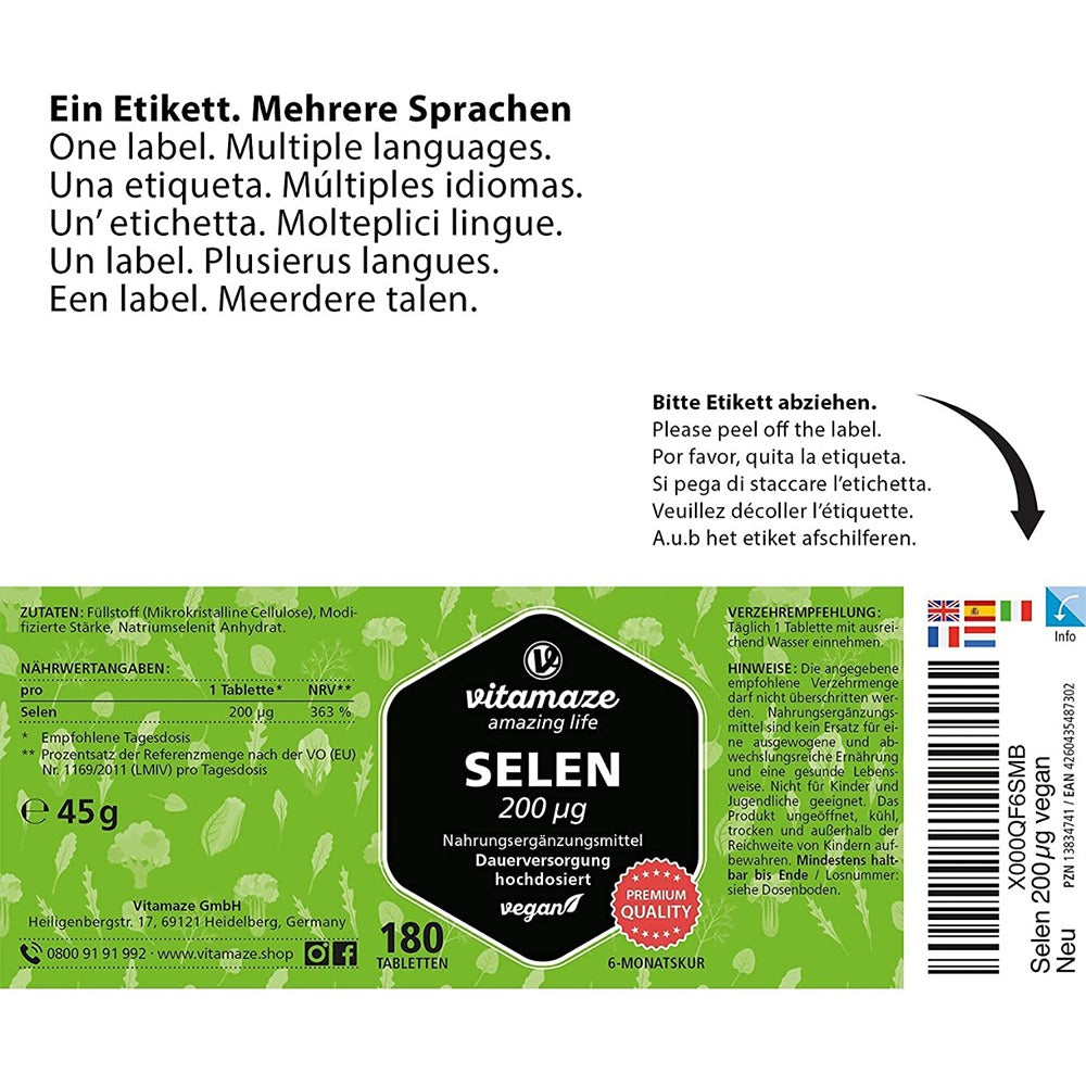 سيلينيوم 200 ميكج 180 قرص - Vitamaze SELENIUM 200 μg 180 Tabs - GermanVit - Saudi arabia