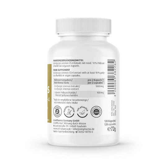 فطر كورديسبس 500 ملج 120 كبسولة - ZeinPharma Cordyceps CS-4 500 mg 120 Caps - GermanVit - Saudi arabia