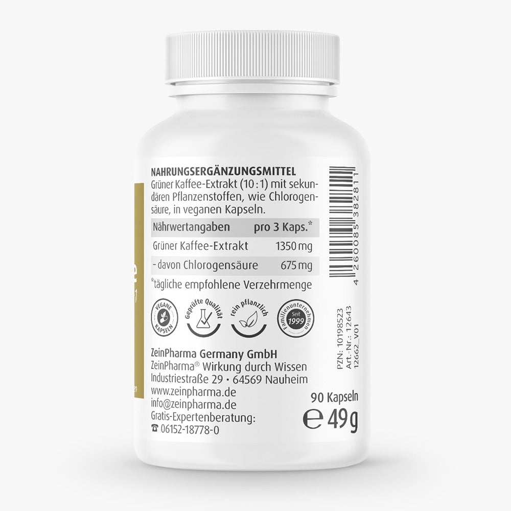 خلاصة القهوة الخضراء 450 ملج 90 كبسولة - ZeinPharma Green Coffee Extract 450 mg 90 Caps - GermanVit - Saudi arabia