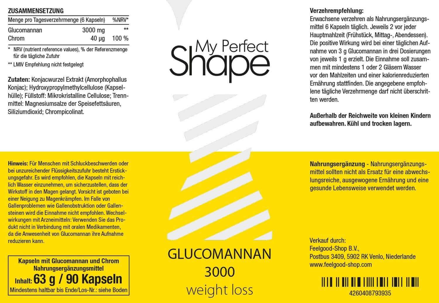 جلوكومانان أعلى تركيز 90 كبسولة - My Perfect Shape GLUCOMANNAN 3000 mg 90 Caps - GermanVit - Saudi arabia