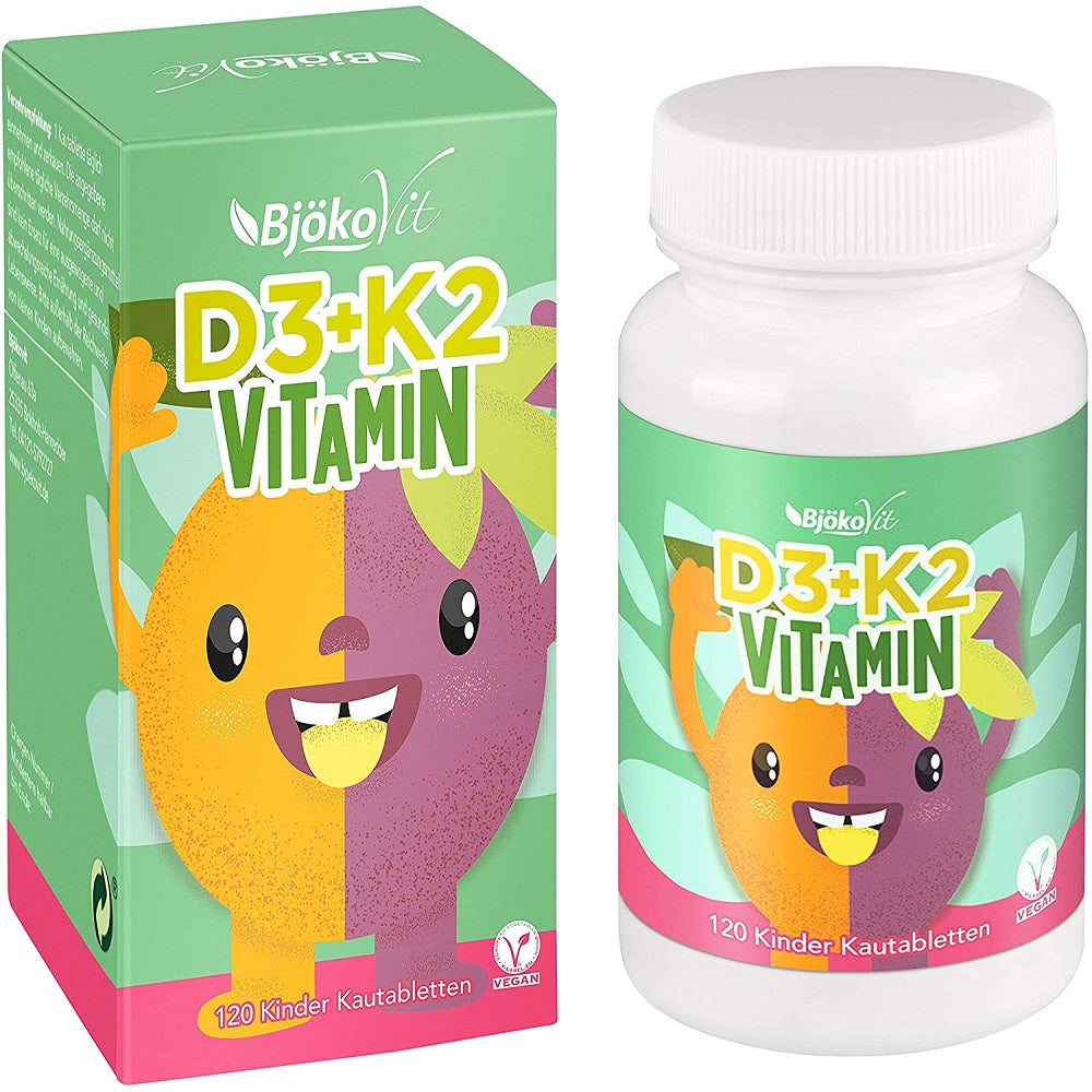 فيتامين ك2+د3 للأطفال 120 قرص مضغ - BjökoVit VITAMIN D₃+K₂ 120 Chewable Tablets - GermanVit - Saudi arabia