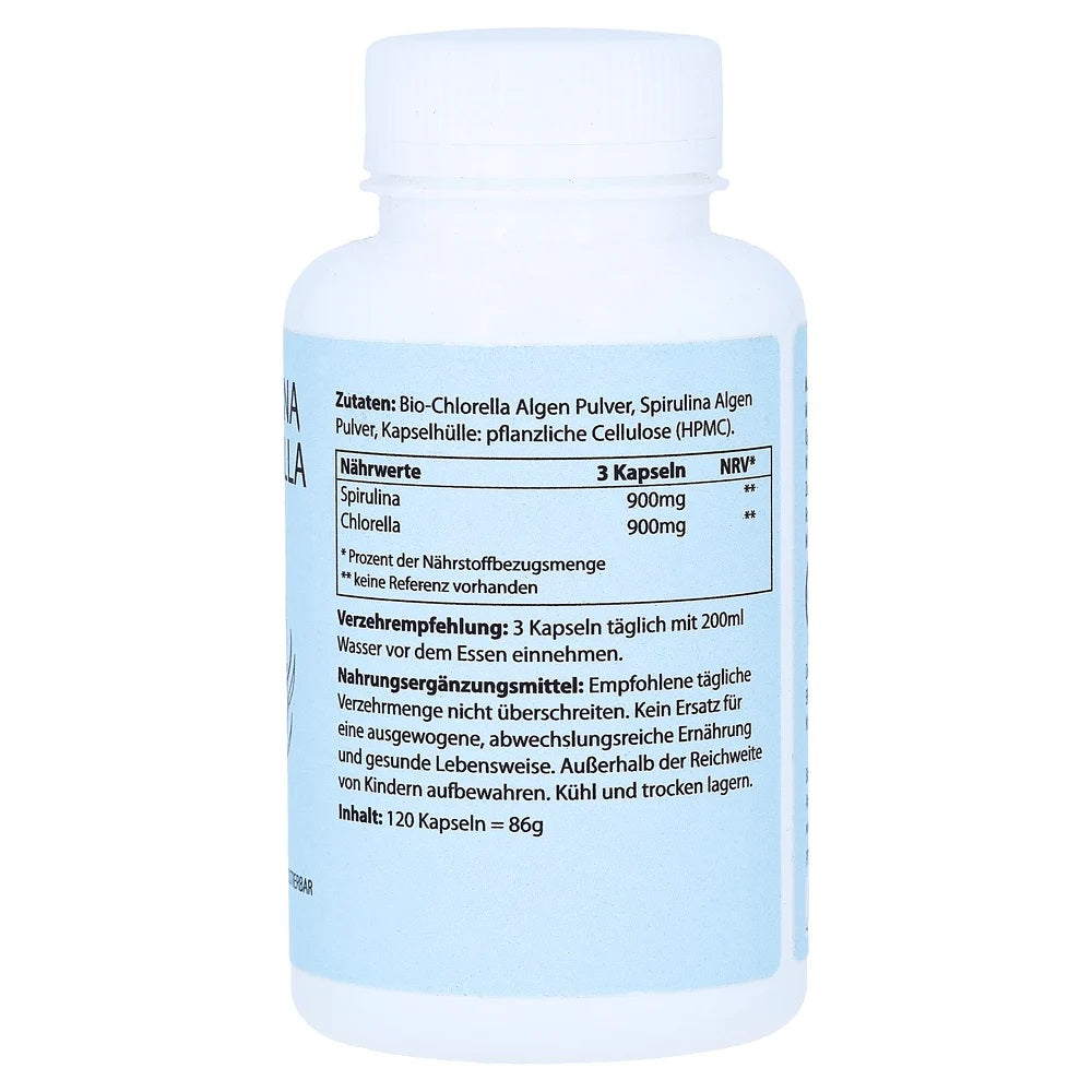 سبيرولينا مع كلوريلا 120 كبسولة - BIOTANICALS Spirulina Chlorella 120 Caps - GermanVit - Saudi arabia