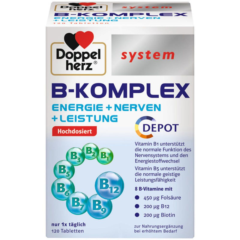 حميل الصورة في عارض المعرض ، دوبل هيرز فيتامين ب مركب 120 قرص - Doppelherz system B-COMPLEX 120 Tabs - GermanVit - Saudi arabia
