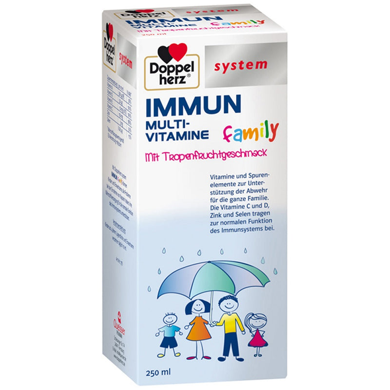 حميل الصورة في عارض المعرض ، دوبل هيرز شراب المناعة للعائلة 250 مل - Doppelherz system IMMUN Multivitamin Family Drink 250 ml - GermanVit - Saudi arabia
