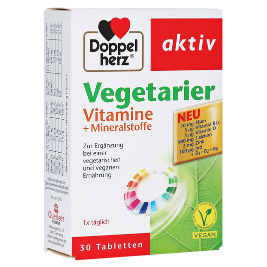 دوبل هيرز فيتامينات ومعادن للنباتيين 30 قرص - Doppelherz aktiv Vegan Vitamins + Minerals 30 Tabs - GermanVit - Saudi arabia