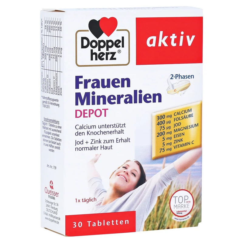 حميل الصورة في عارض المعرض ، دوبل هيرز معادن للمرأة 30 قرص - Doppelherz aktiv Women’s Minerals 30 Tabs - GermanVit - Saudi arabia
