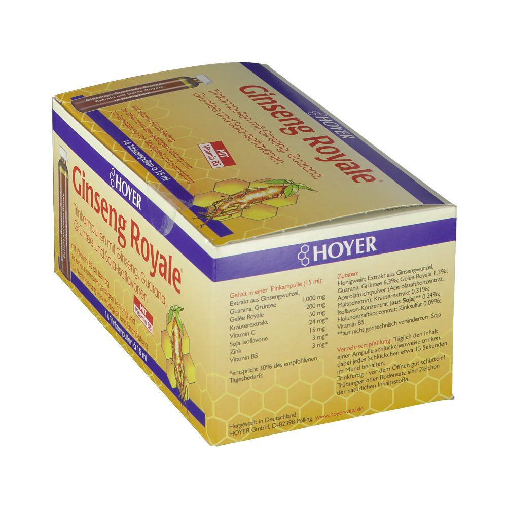 رويال جيلي جنسنج 14 أمبول شراب - HOYER Ginseng Royale 14*15 ml Drinking Amp - GermanVit - Saudi arabia