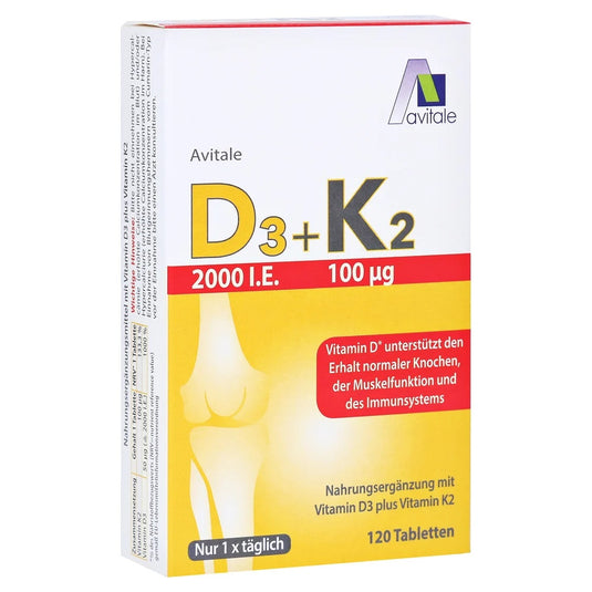 فيتامين ك2+د3 أقراص 120 قرص - Avitale VITAMIN D₃+K₂ 120 Tabs - GermanVit - Saudi arabia