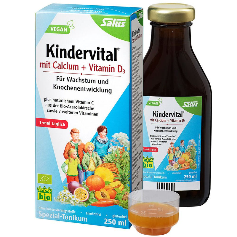 حميل الصورة في عارض المعرض ، كيندرفيتال كالسيوم + د3 سائل للأطفال 250 مل - Kindervital with Calcium + D3 Tonic 250 ml - GermanVit - Saudi arabia
