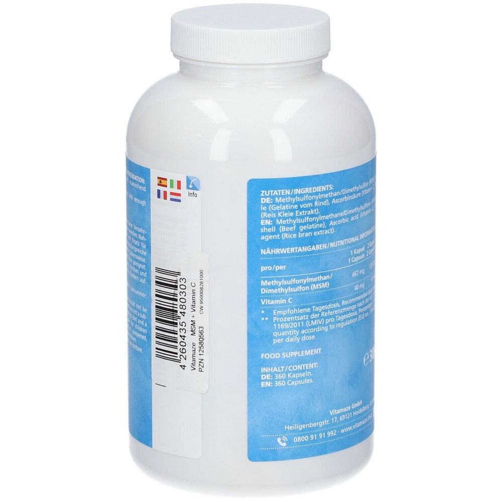 ام اس ام أعلى تركيز مع فيتامين سي 360 كبسولة - Vitamaze MSM + Vitamin C 360 Caps - GermanVit - Saudi arabia