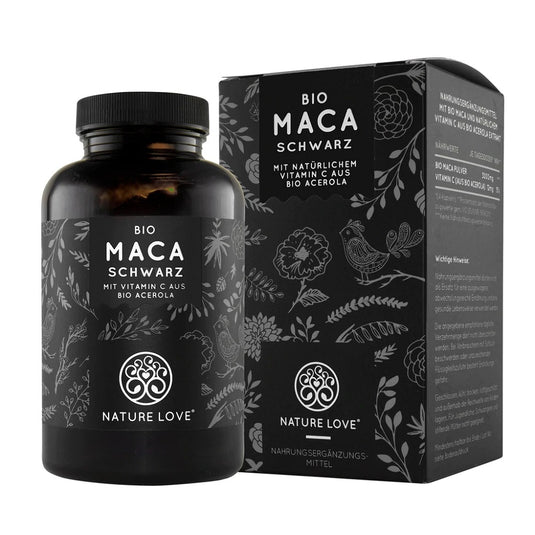 الماكا السوداء العضوية 3000 ملج 180 كبسولة - NATURE LOVE Bio Organic Black MACA 3000 mg 180 Caps - GermanVit - Saudi arabia