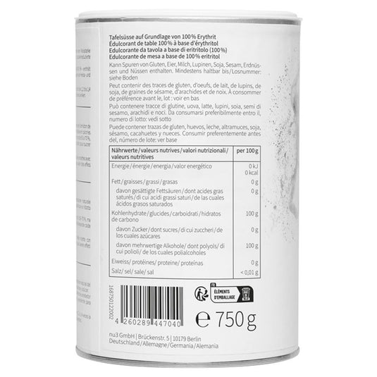 إريثريتول مُحَلِّي طبيعي بديل السكر 750 جرام - nu3 Erythritol, Sugar Substitute 750 gm - GermanVit - Saudi arabia