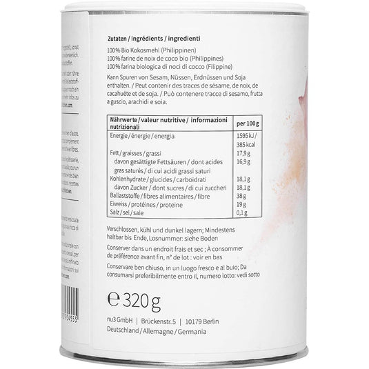 دقيق جوز الهند العضوي 600 جرام - nu3 Organic Coconut Flour 600 gm - GermanVit - Saudi arabia