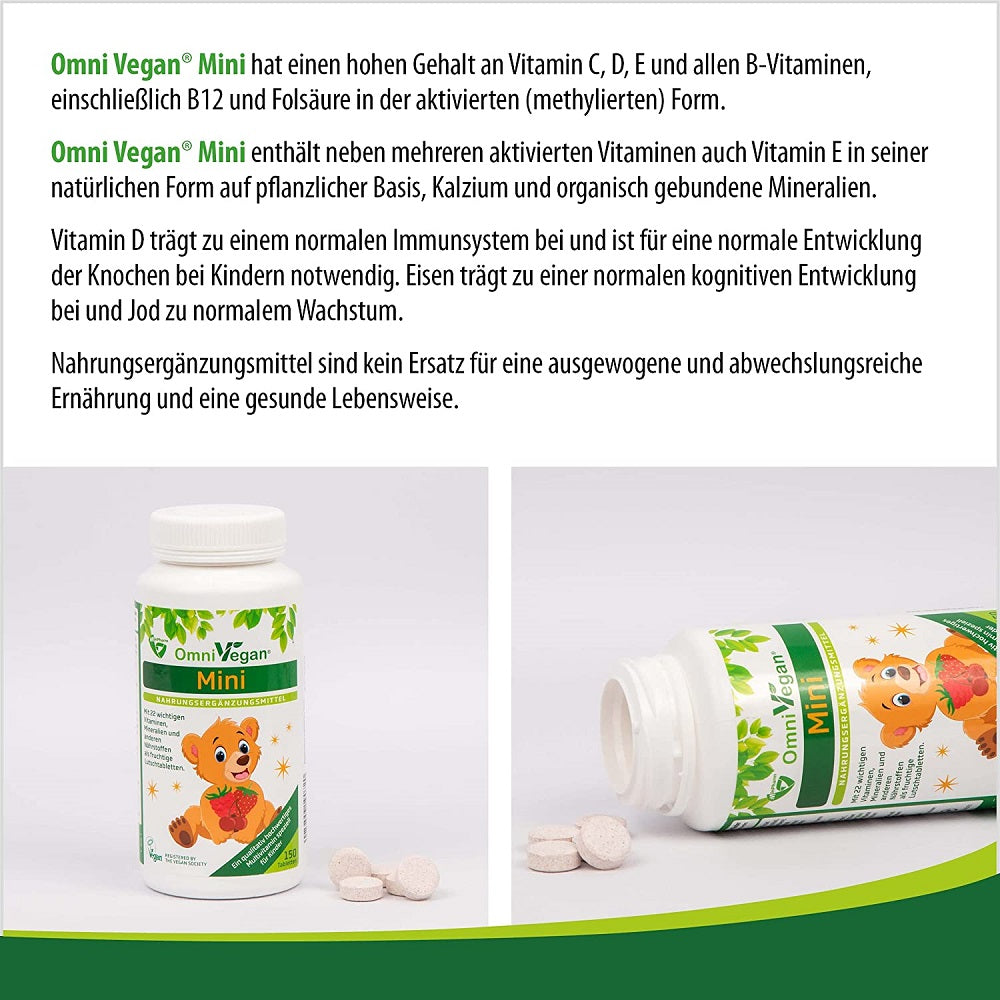 أومنيفيجان فيتامينات للأطفال 150 قرص استحلاب - OmniVegan Mini Multivitamins For Children 150 Lozenges - GermanVit - Saudi arabia
