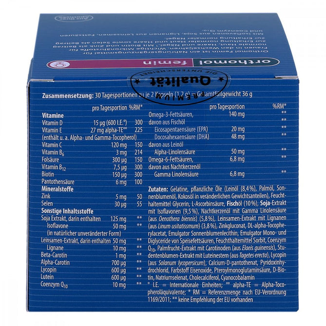 حميل الصورة في عارض المعرض ، أورثومول فيمين كبسولات للنساء 30 جرعة - Orthomol Femin Capsules 30 Doses - GermanVit - Saudi arabia
