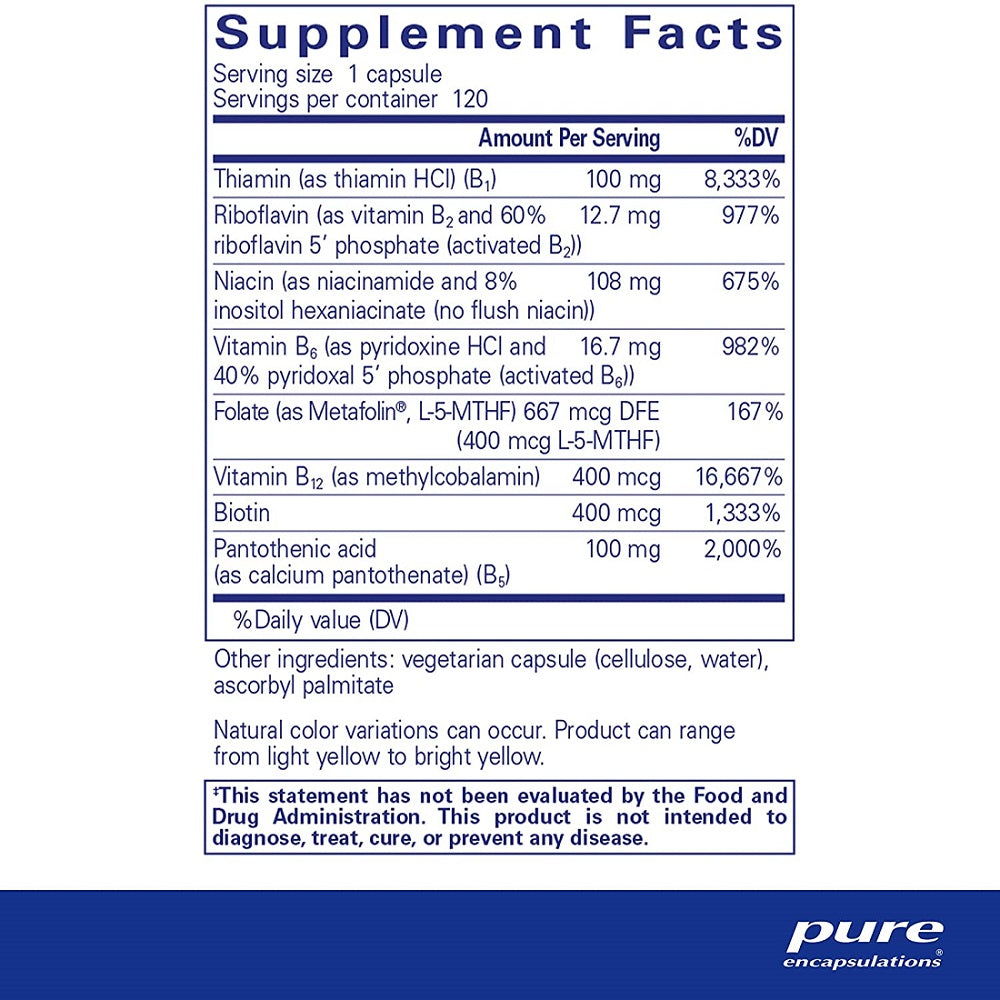فيتامين ب كومبلكس بلس 60 كبسولة - Pure Encapsulations B-Complex Plus 60 Caps - GermanVit - Saudi arabia