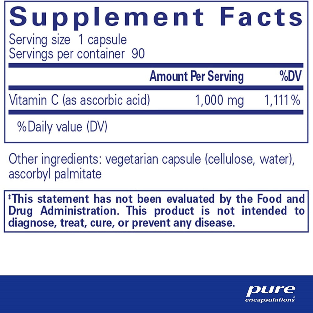 فيتامين سي 1000 ملج 90 كبسولة - Pure Encapsulations Vitamin C 1000 mg 90 Caps - GermanVit - Saudi arabia
