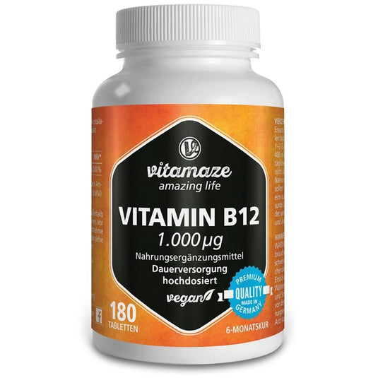 فيتامين ب₁₂ 1000 ميكج 180 قرص - Vitamaze VITAMIN B₁₂ 1000 μg 180 Tabs - GermanVit - Saudi arabia