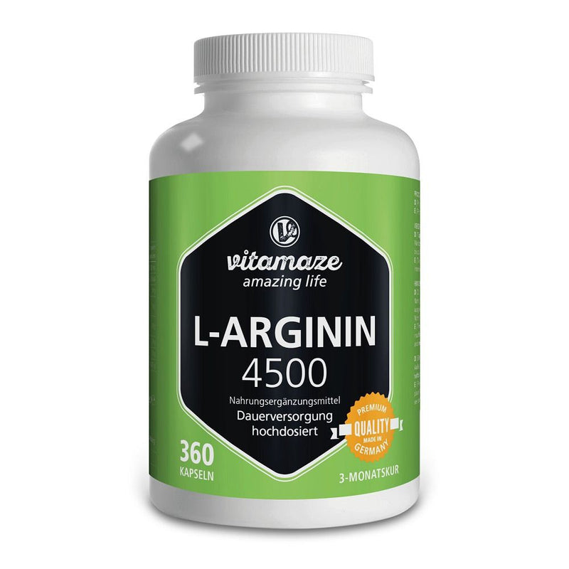 حميل الصورة في عارض المعرض ، إل-أرجنين 4500 مج 360 كبسولة - Vitamaze L-ARGININ 4500 mg 360 Caps - GermanVit - Saudi arabia
