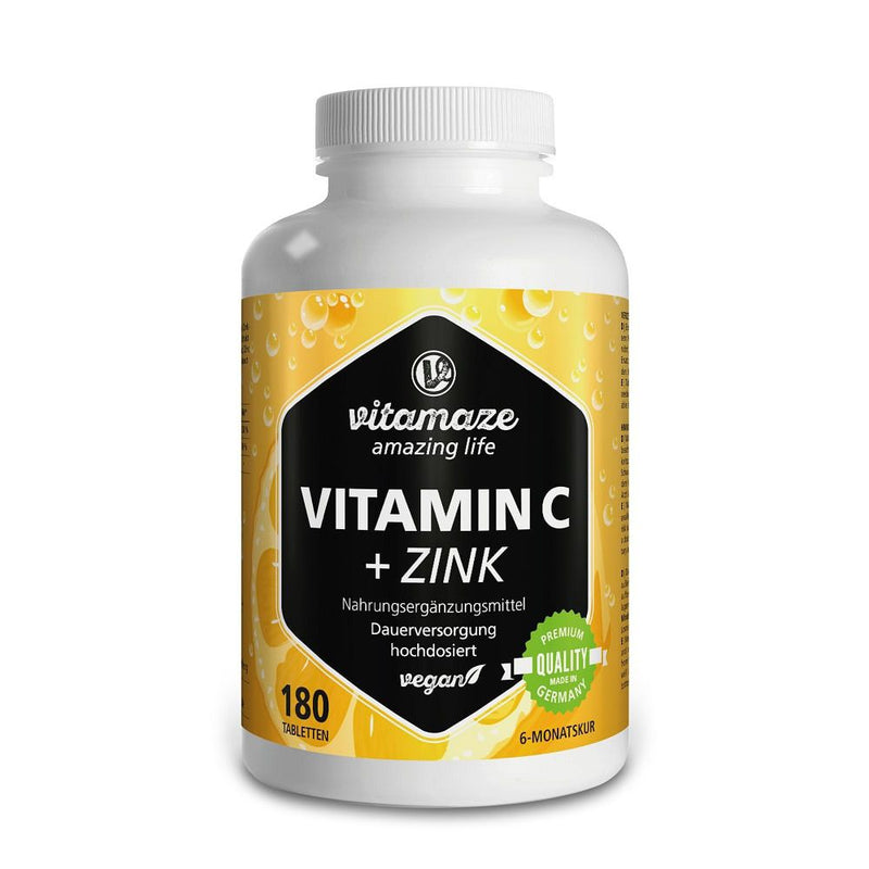 حميل الصورة في عارض المعرض ، فيتامين سي مع الزنك 180 قرص - Vitamaze VITAMIN C + ZINC 180 Tabs - GermanVit - Saudi arabia
