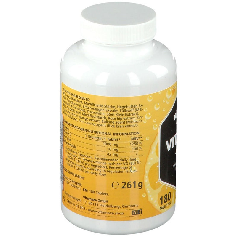 حميل الصورة في عارض المعرض ، فيتامين سي مع الزنك 180 قرص - Vitamaze VITAMIN C + ZINC 180 Tabs - GermanVit - Saudi arabia
