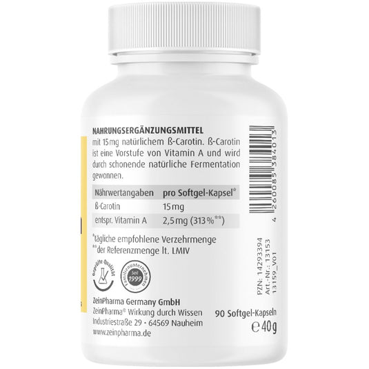 بيتا كاروتين 15 ملج 90 كبسولة - ZeinPharma Natural B-Carotin 15 mg 90 Caps - GermanVit - Saudi arabia